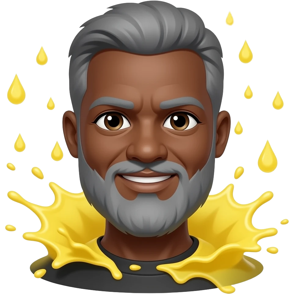 Yellow rain drops splash on black man with grey beard emoji