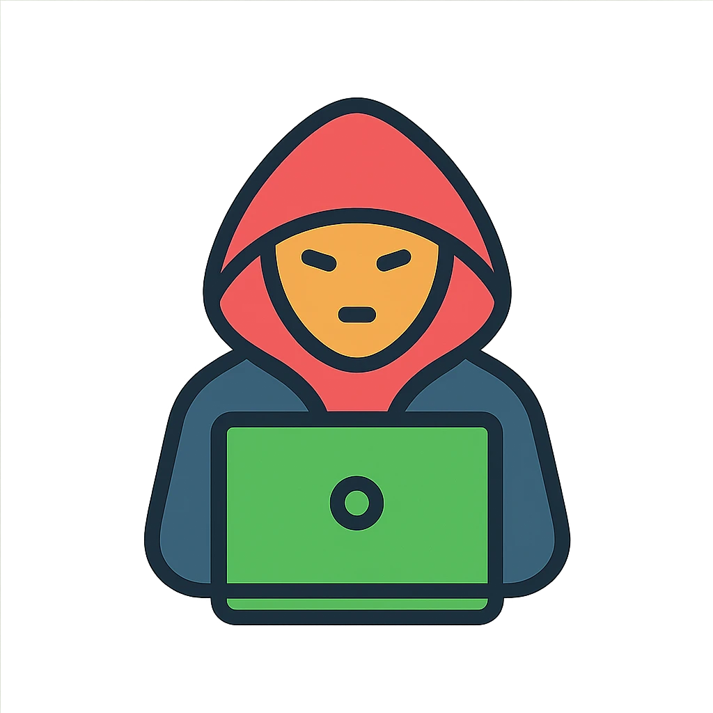 hacker, minimalist icon, hooded figure, simple lines, green accent emoji
