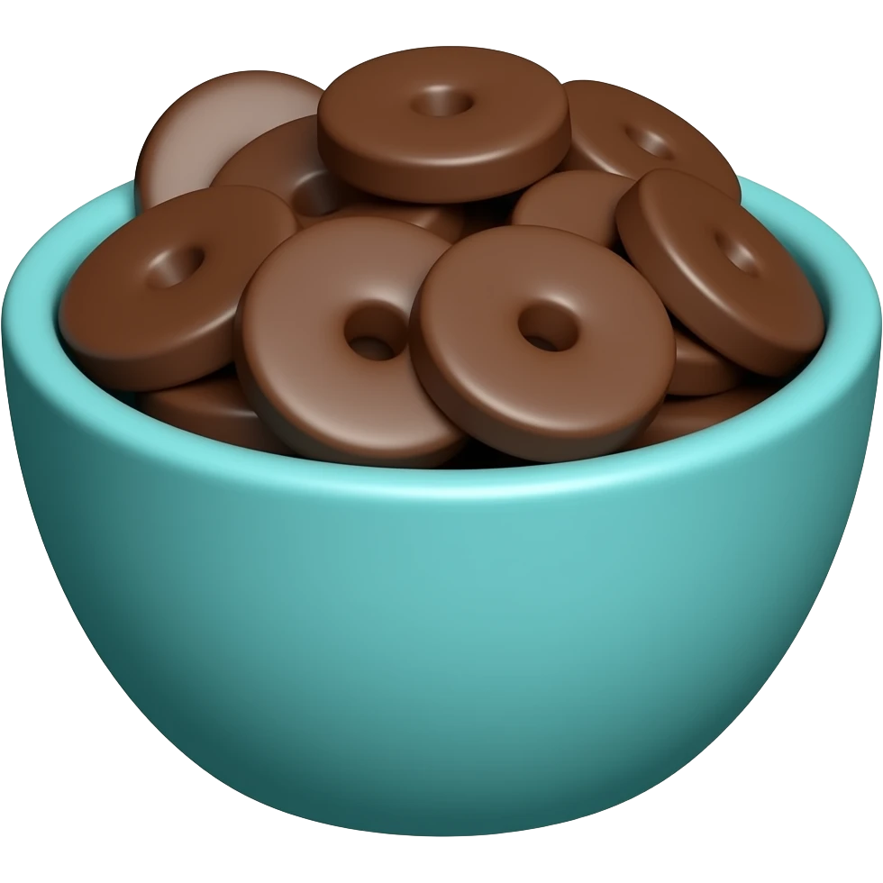 realistic small turquoise bowl of chocolate circles emoji