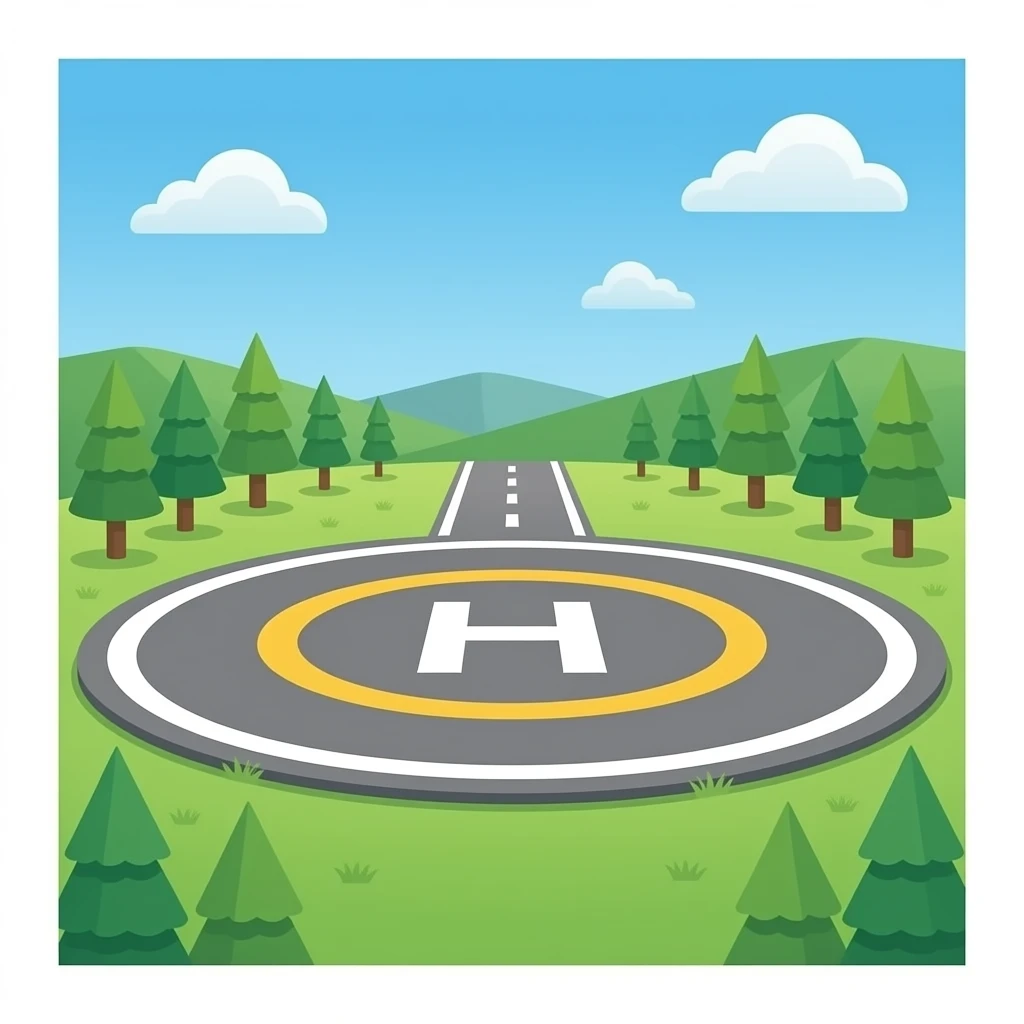heliport with 'h' on pad emoji