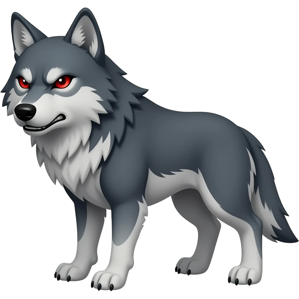 Angry wolf with red eyes emoji