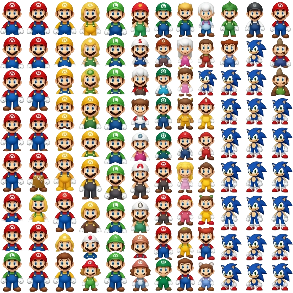 100 marios and 100 sonics  without mistakes emoji