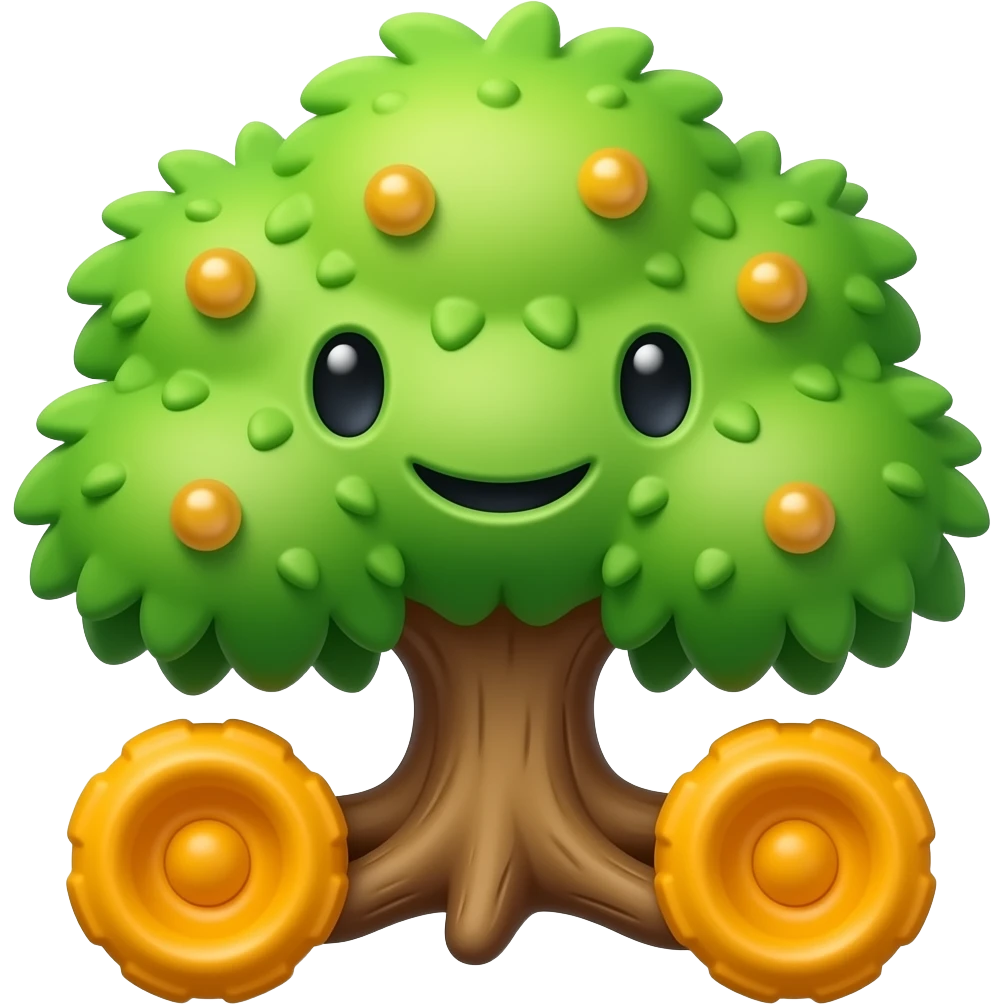 Mechanical Tree Shaker With Body Color Is Green And Amber With Wheels Color Is Amber emoji