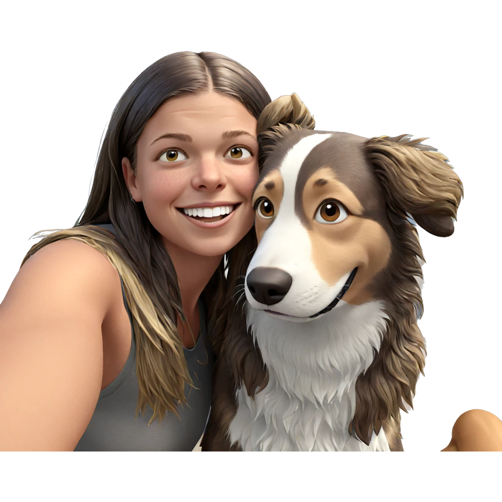 happy girl with dog outdoors emoji