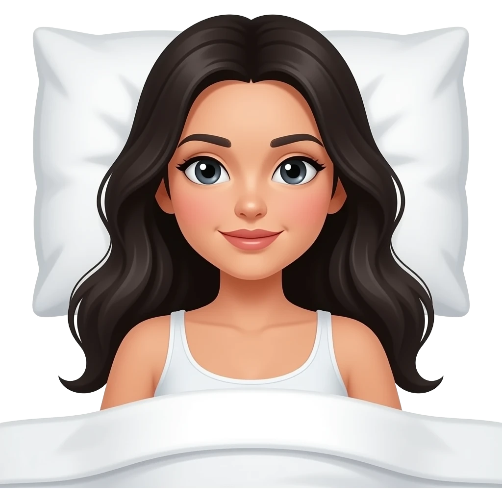 Long Black hair woman on bed emoji