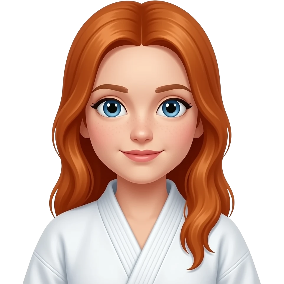 make a female judoka with long red hair 13 years emoji