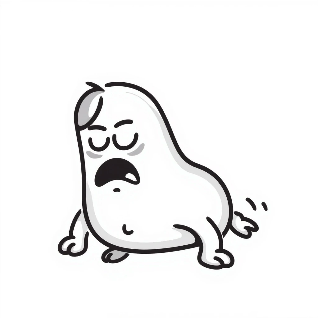 an exhausted tater tot, dark circles under eyes, hand-drawn doodle style emoji