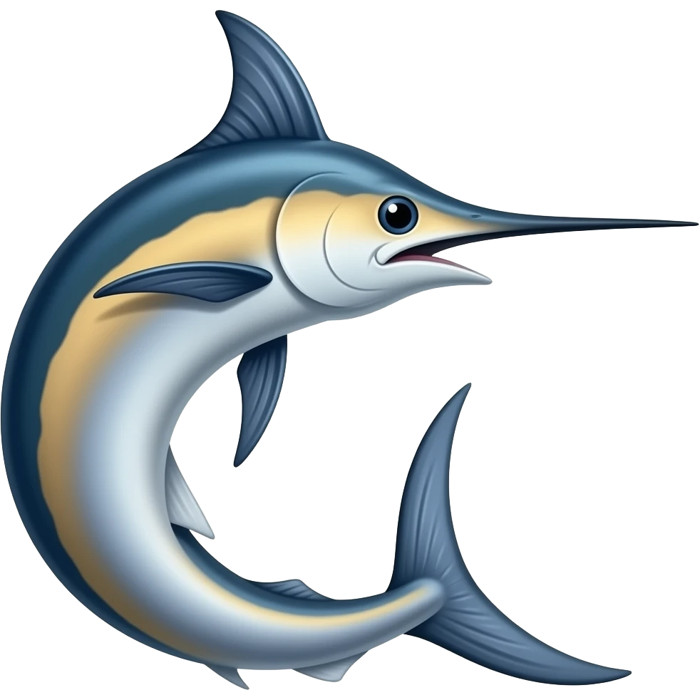 Marlin curved looking right side emoji