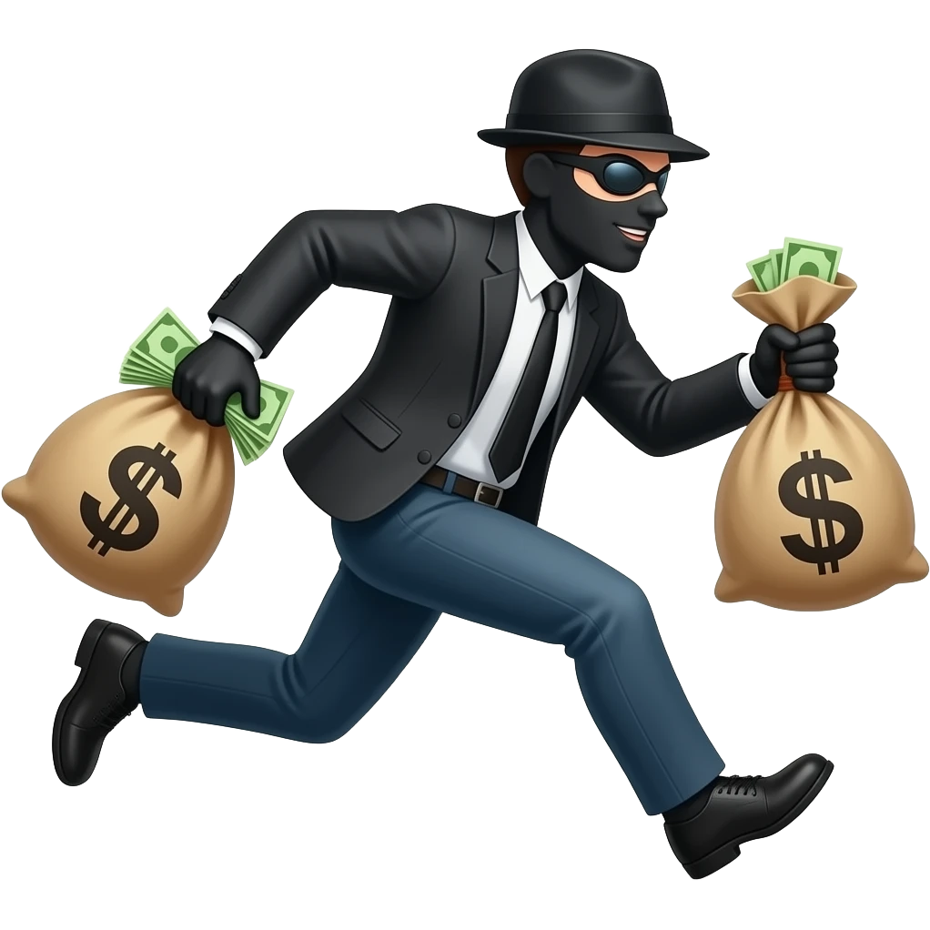Ladron corriendo bolsas de dinero emoji