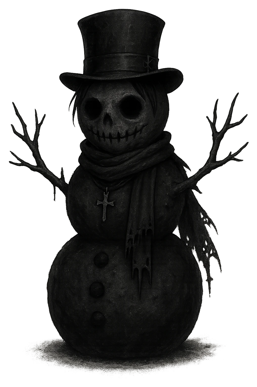 goth black snowman, no background emoji