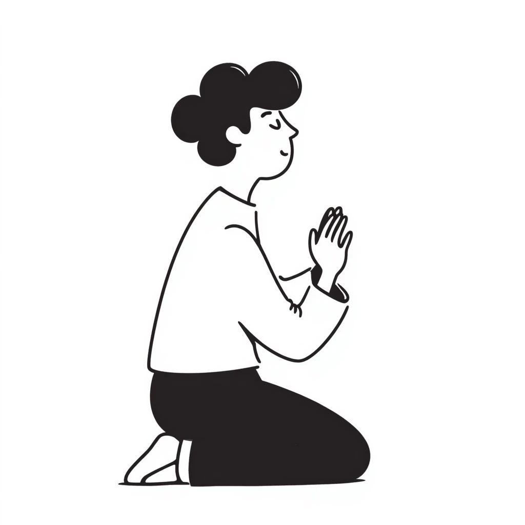 hand-drawn doodle of a man praying emoji