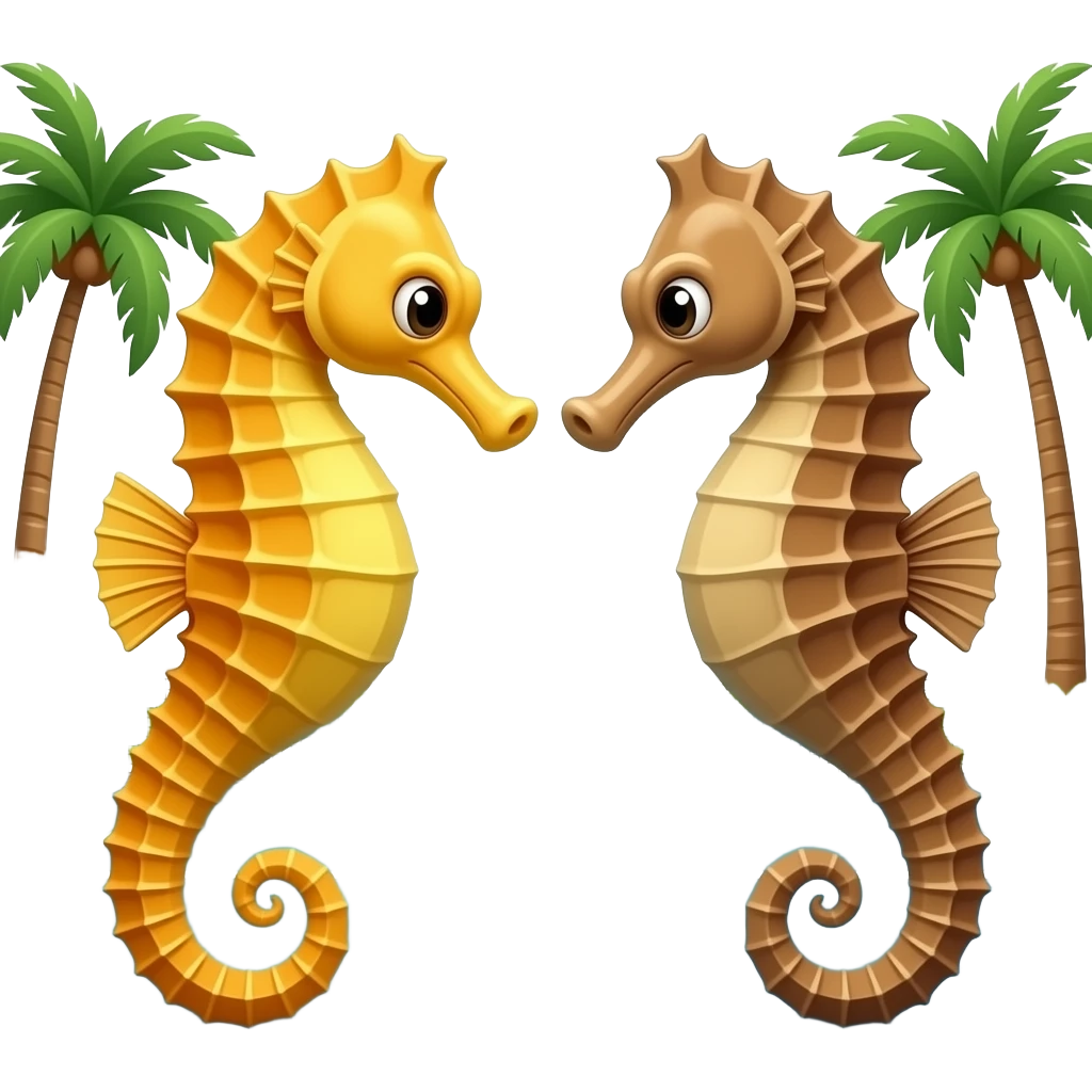 Fighting seahorses on tennis court with palm trees in background emoji