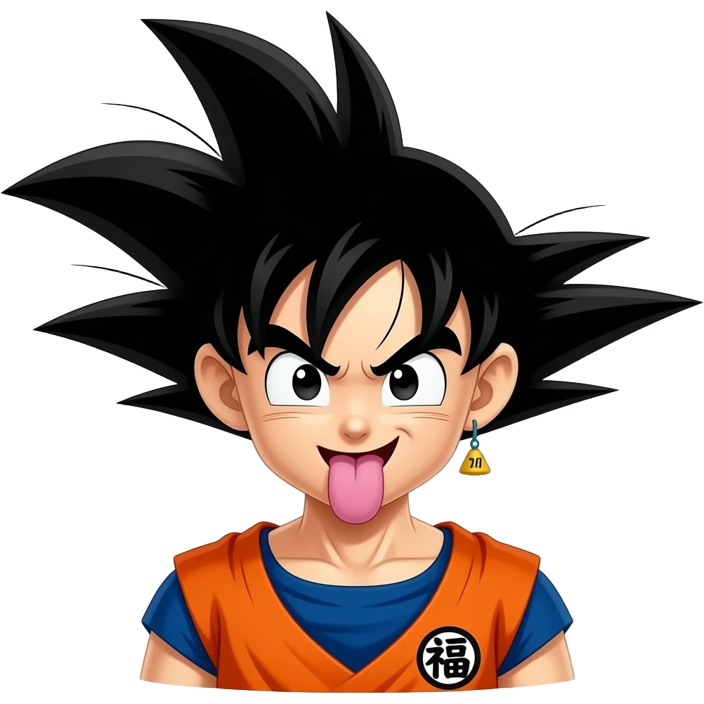 Goku sacando la lengua emoji