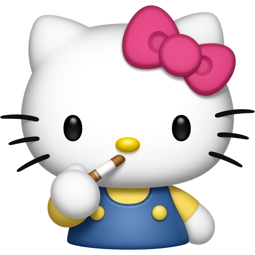 Hello kitty smoking emoji