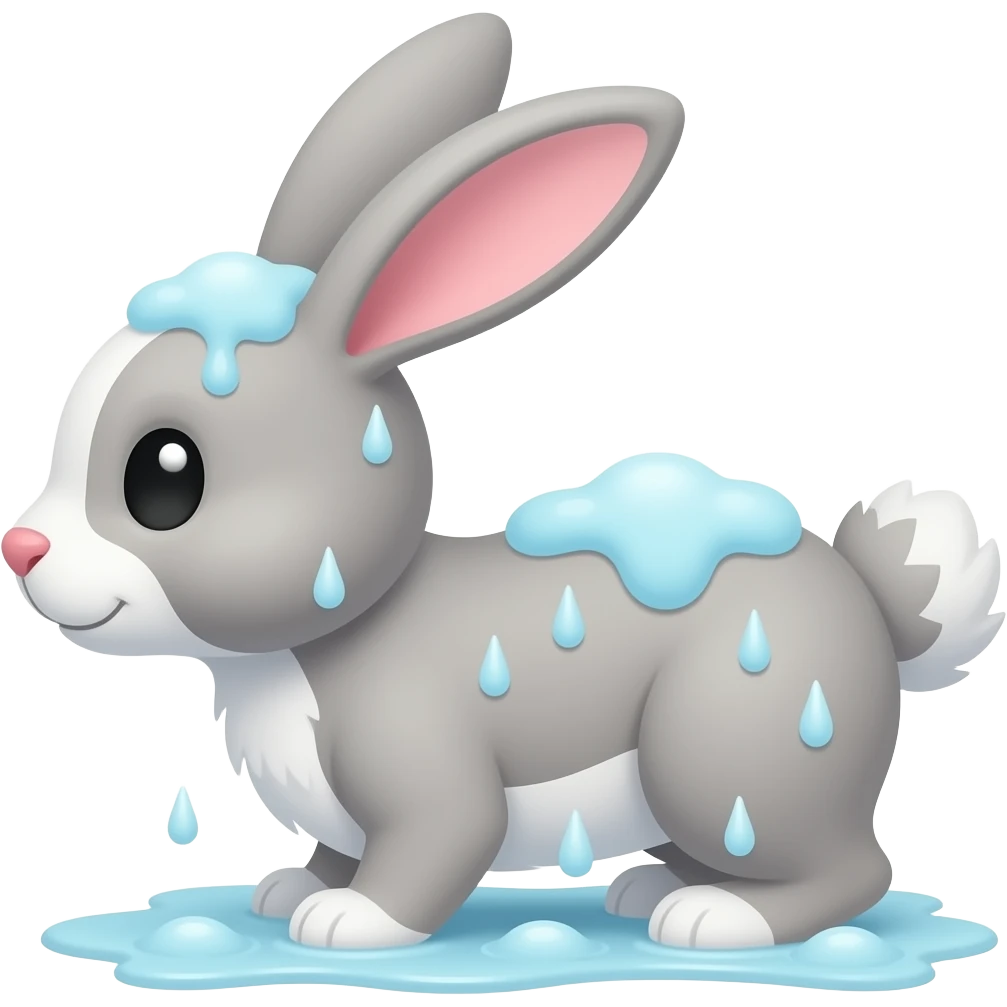 5. Then, grey bunny takes a shower. 🐰 emoji