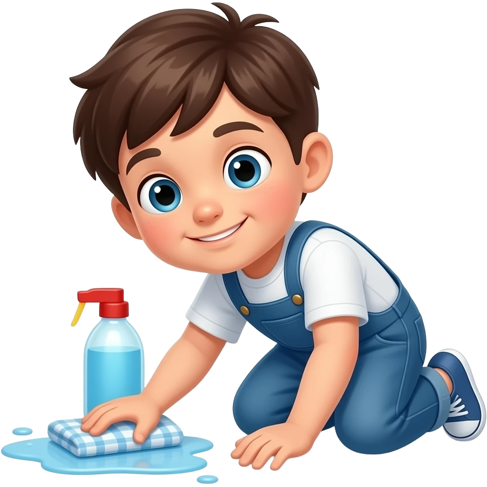a kid cleaning in his room emoji