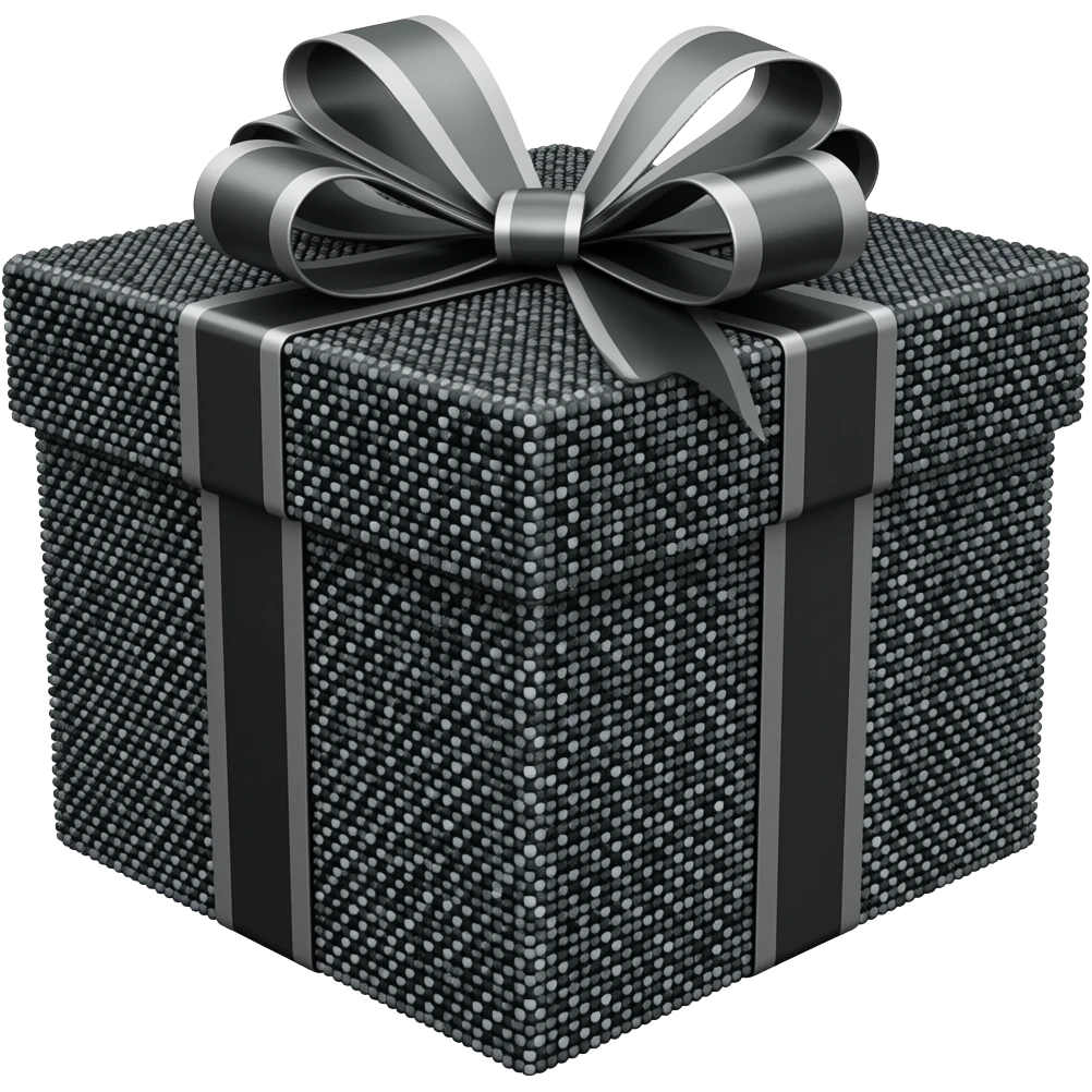 black shiny sparkle gift emoji