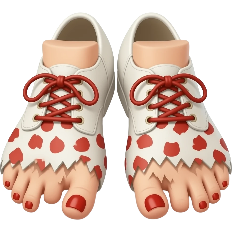 White toes with red toenails ripping of clown shoes emoji