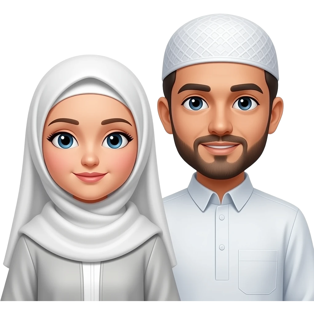 crée moi des parents musulumans avec la femme chauve a petit front voilée sans qu'on voit ses cheveux emoji