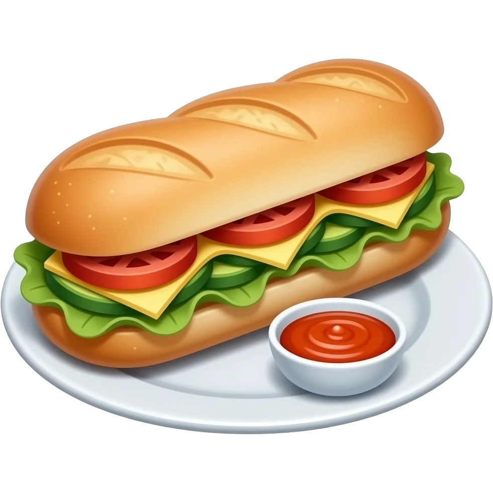 banh mi vietnamese filled baguette with sauce on plate emoji