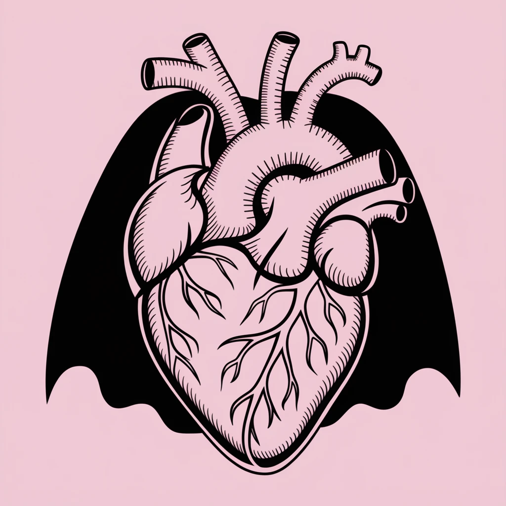 gothic heart with a black veil emoji