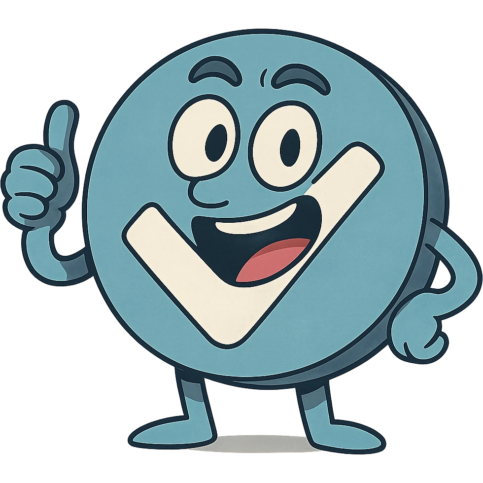 blue circle with a white check mark emoji