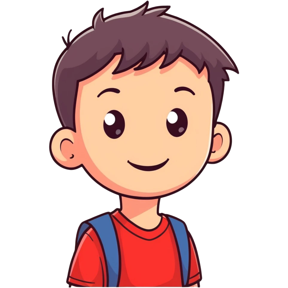 smiling boy in red shirt emoji