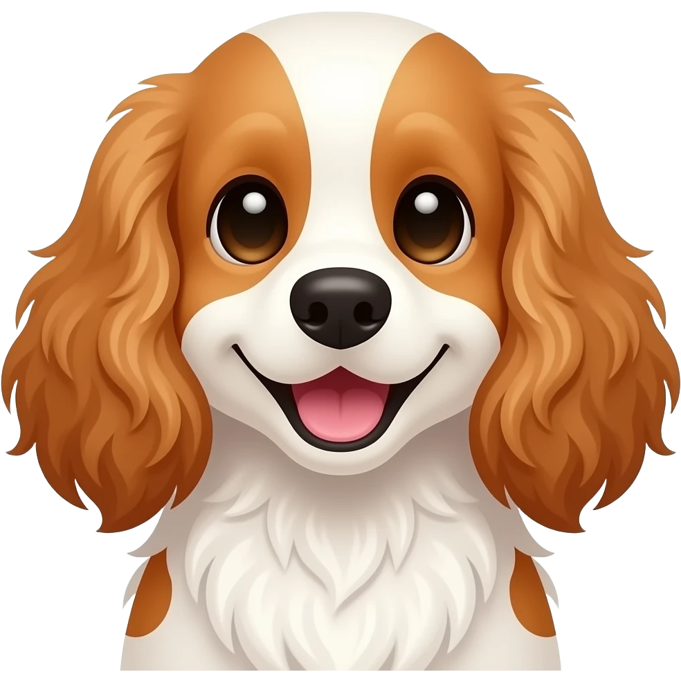 White and ginger cocker spaniel curly ears very cute and happy face emoji