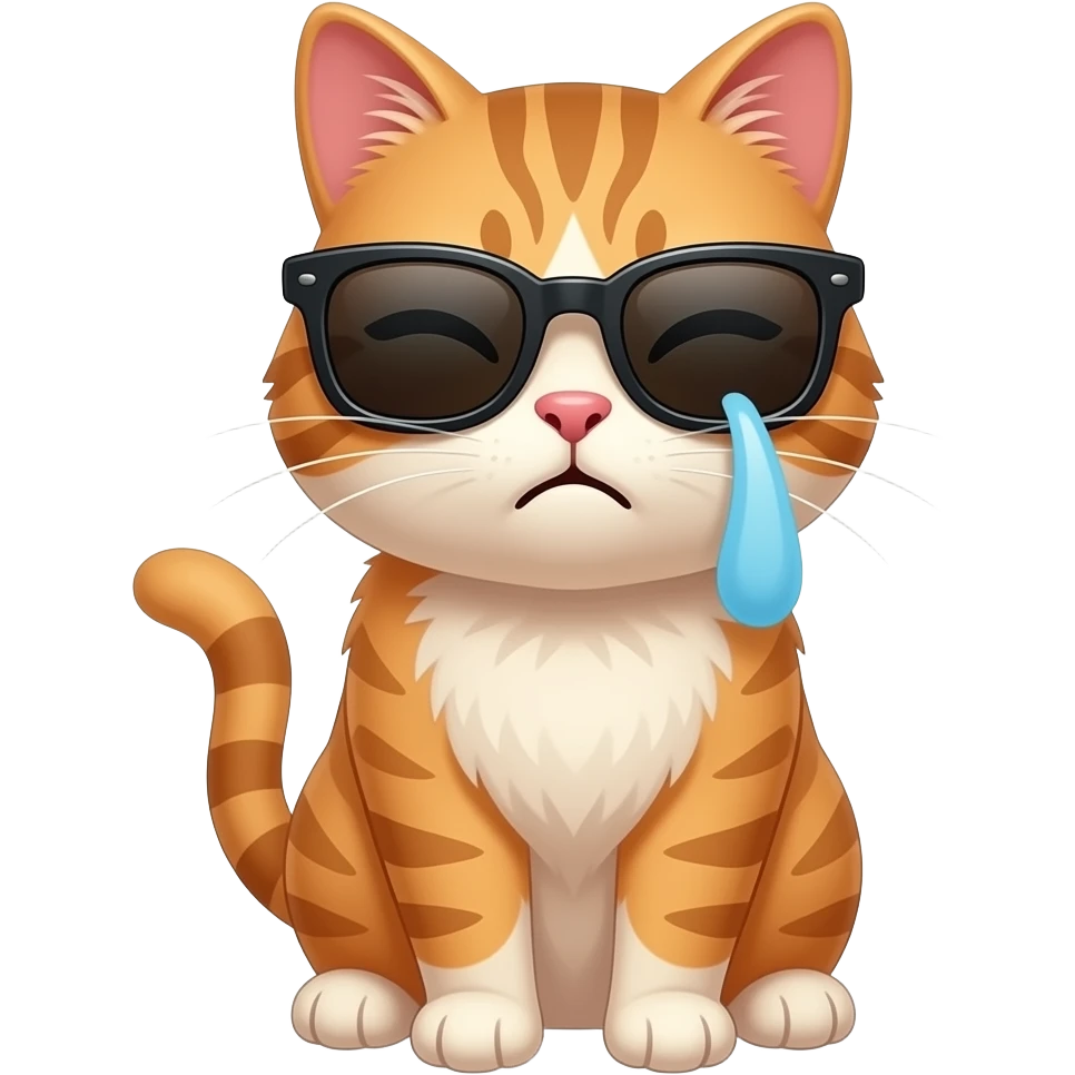 cat wearing sunglasses is bored and rolling his eyes and sighs resignedly emoji