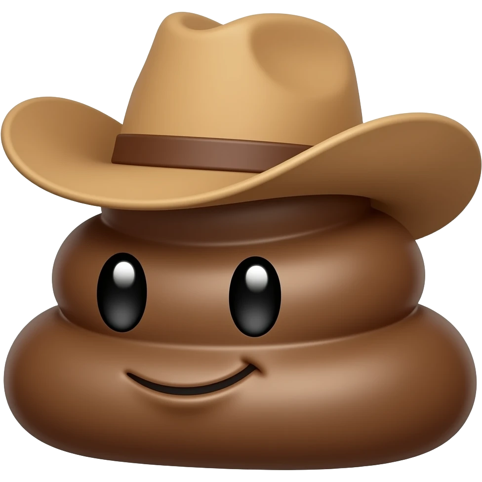 Cute 💩 with cowboy hat  on Sideways emoji