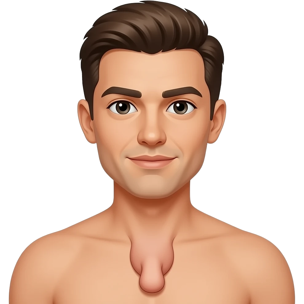 Naked man with penis between legs emoji