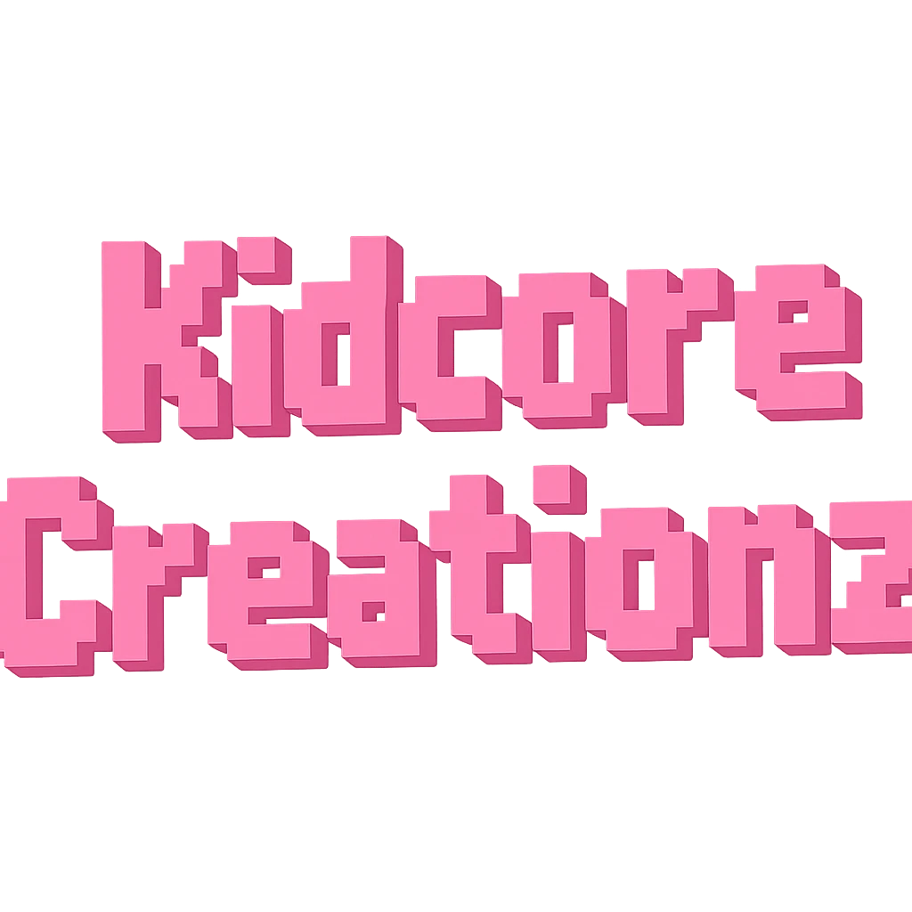 Add the word Kidcore Creationz in Pink emoji