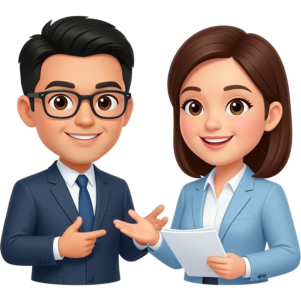 asian accountant talking to another acountant emoji