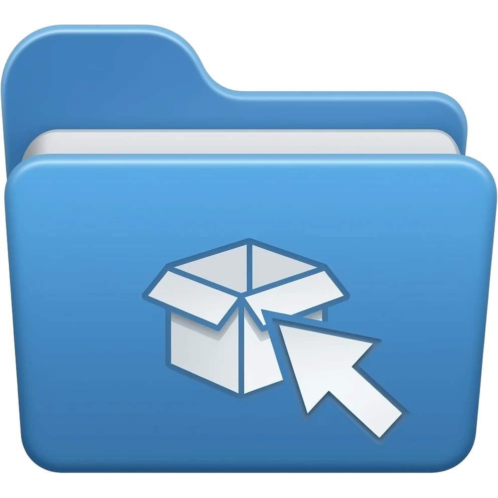 Transitions: Blue folder with a "box to box" arrow icon. emoji