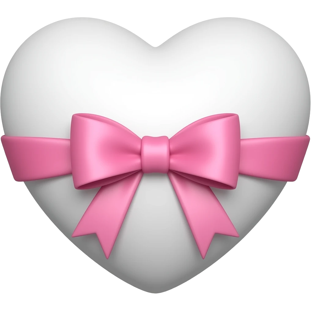 Coeur blanc avec nœud rose autour emoji