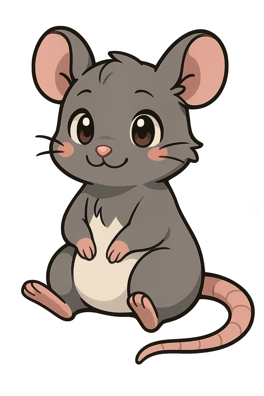 cute anime style rat, adorable expression, clean lines, stylish, no objects or background, just the rat emoji