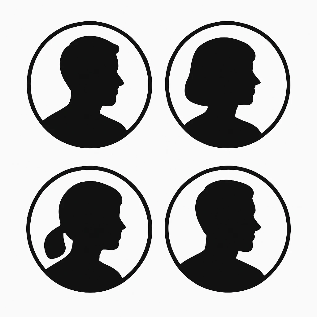 Make the same monochrome default avatars on a white background and change the direction they are facing.
Right now, they are facing 4 o'clock. They need to face 8 o'clock. emoji