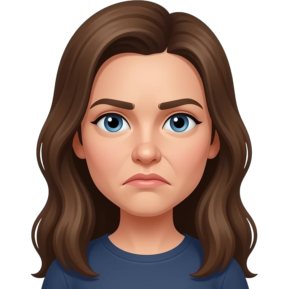 very crinkled nose on female face with long brown hair emoji