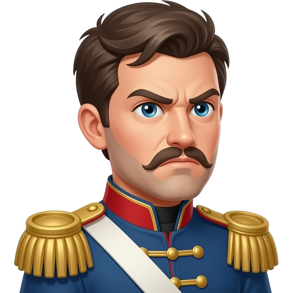 A hungarian hussar looking very annoyed to the side emoji