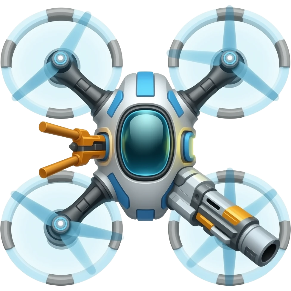 Sleak scifi hover drone with weapons emoji