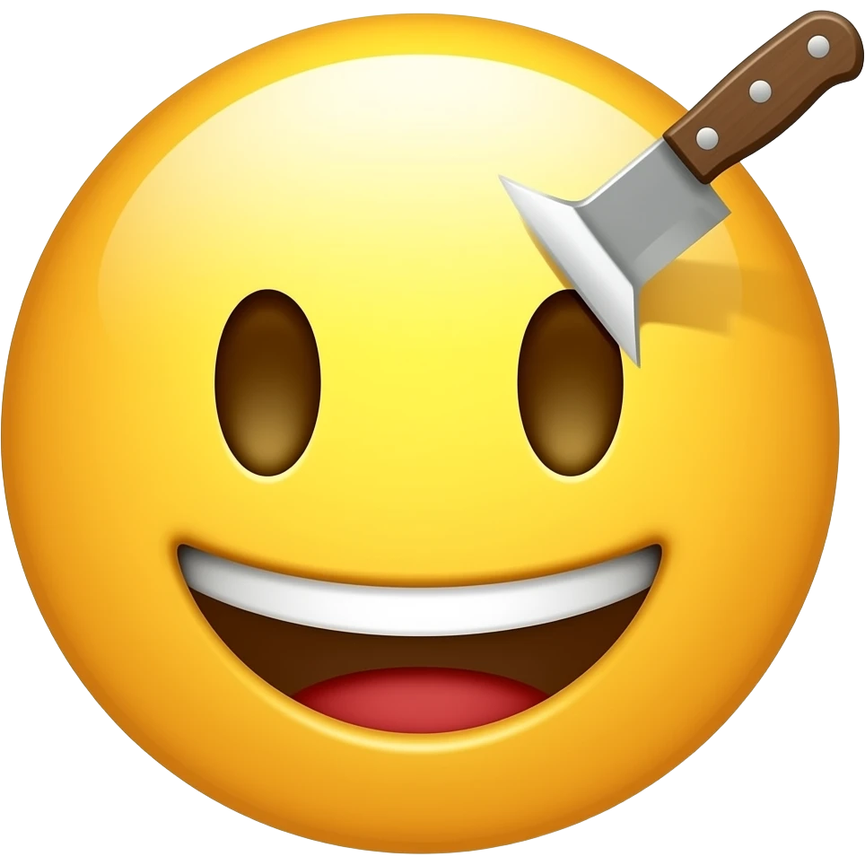 Smiley face getting stabbed wit a knife that’s short emoji