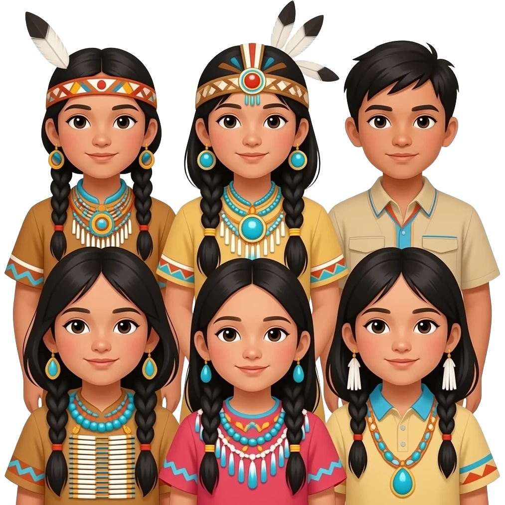 Native American group of children emoji
