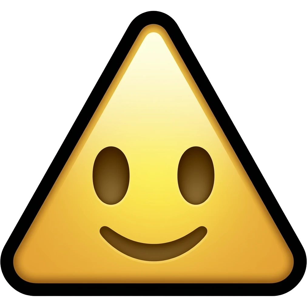 simple flat emoji of a triangular shape inspired by Whittle's head, smooth rounded corners, perfectly symmetrical, minimal geometric design, solid color fill, bold black outline, no facial features, no shading, clean vector style, centered on a plain white or transparent background emoji