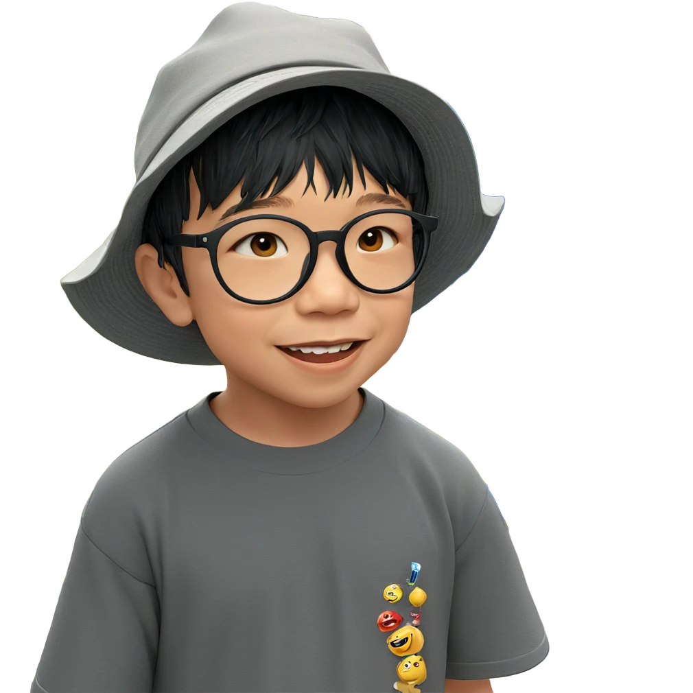 happy boy in outdoor hat emoji