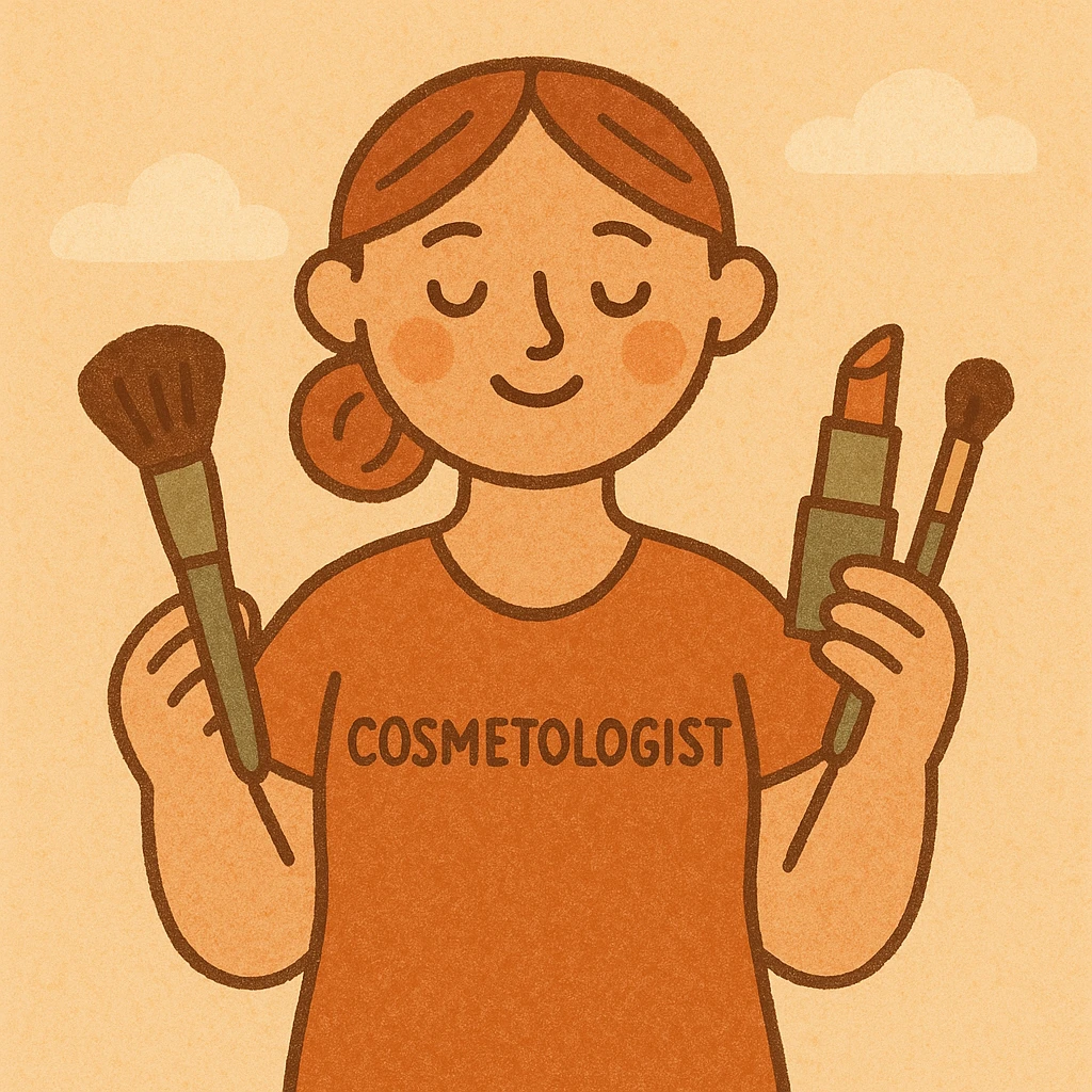 cosmetologist, beauty professional with makeup tools, clean and modern style emoji
