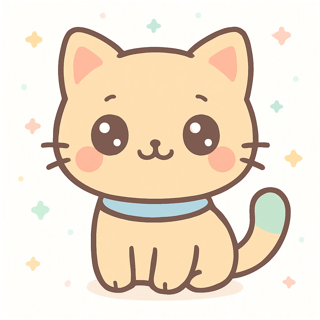 happy cat kawaii cartoon style emoji