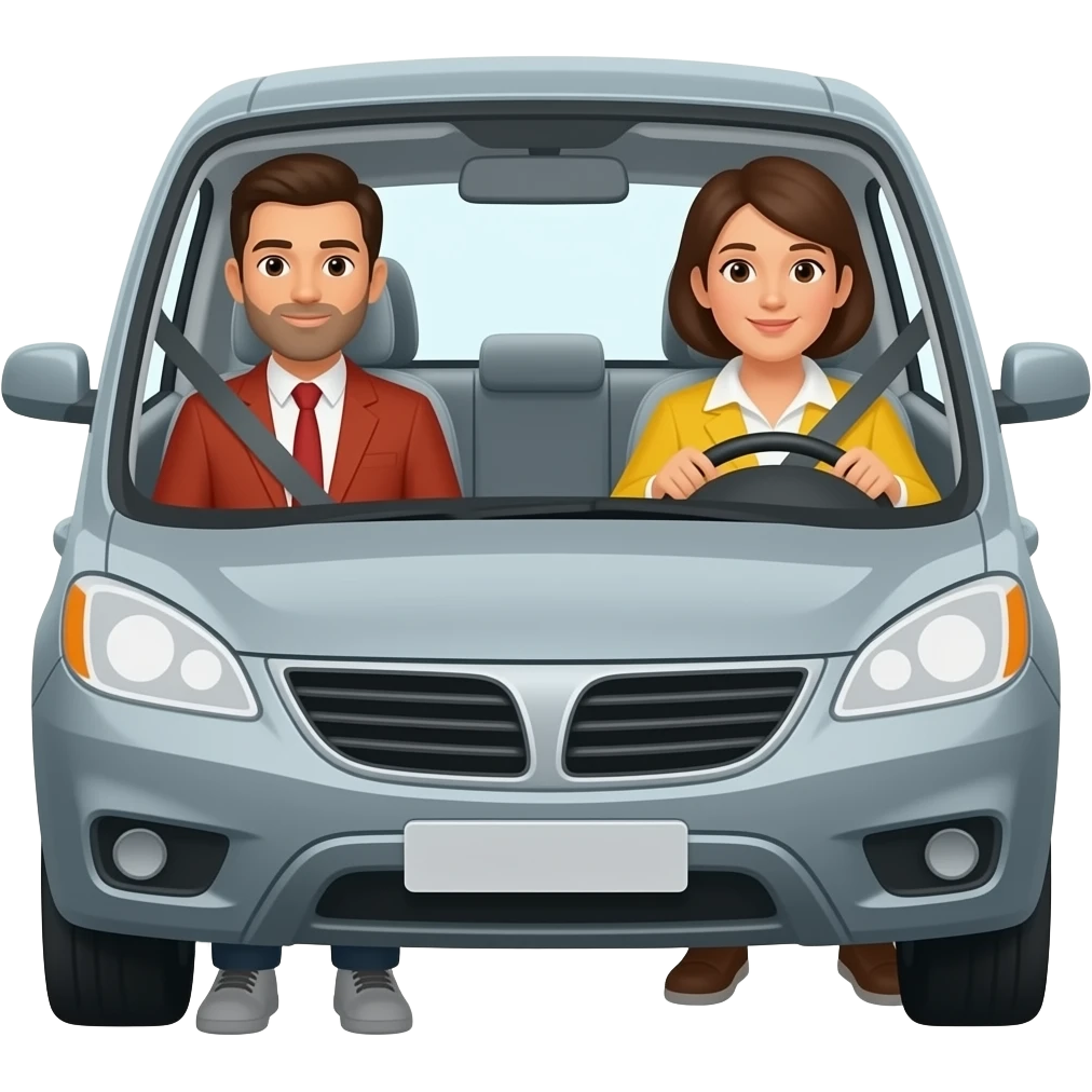 people riding car ( on the back seat ) emoji