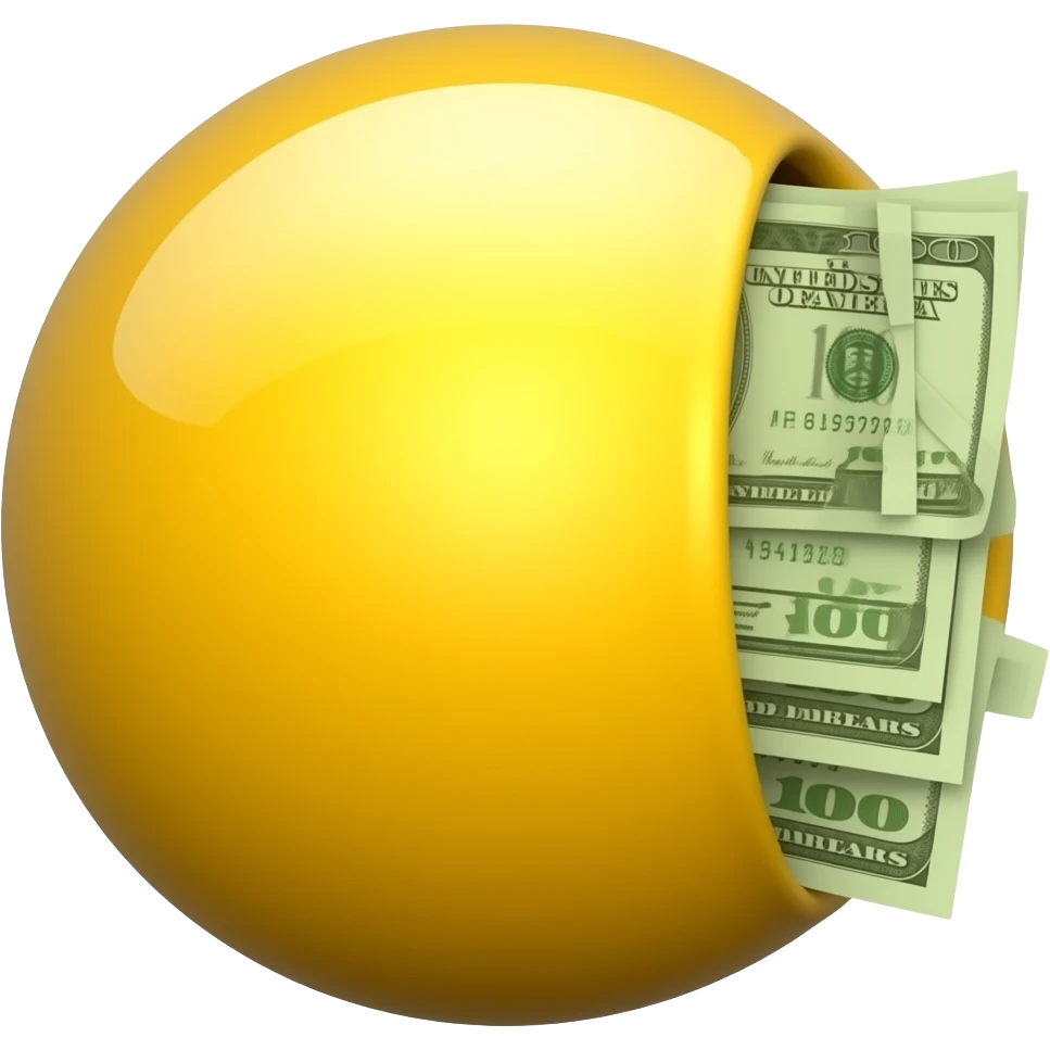 Yellow round glossy Emoji it’s butt for dollars emoji