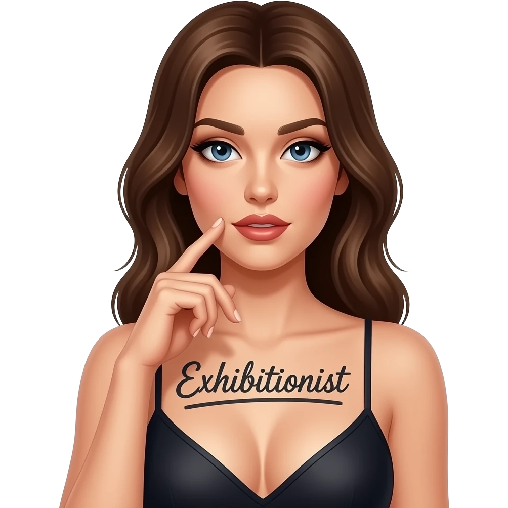 make a naughty sexual and seductive that just says the word "Exhibitionist" emoji