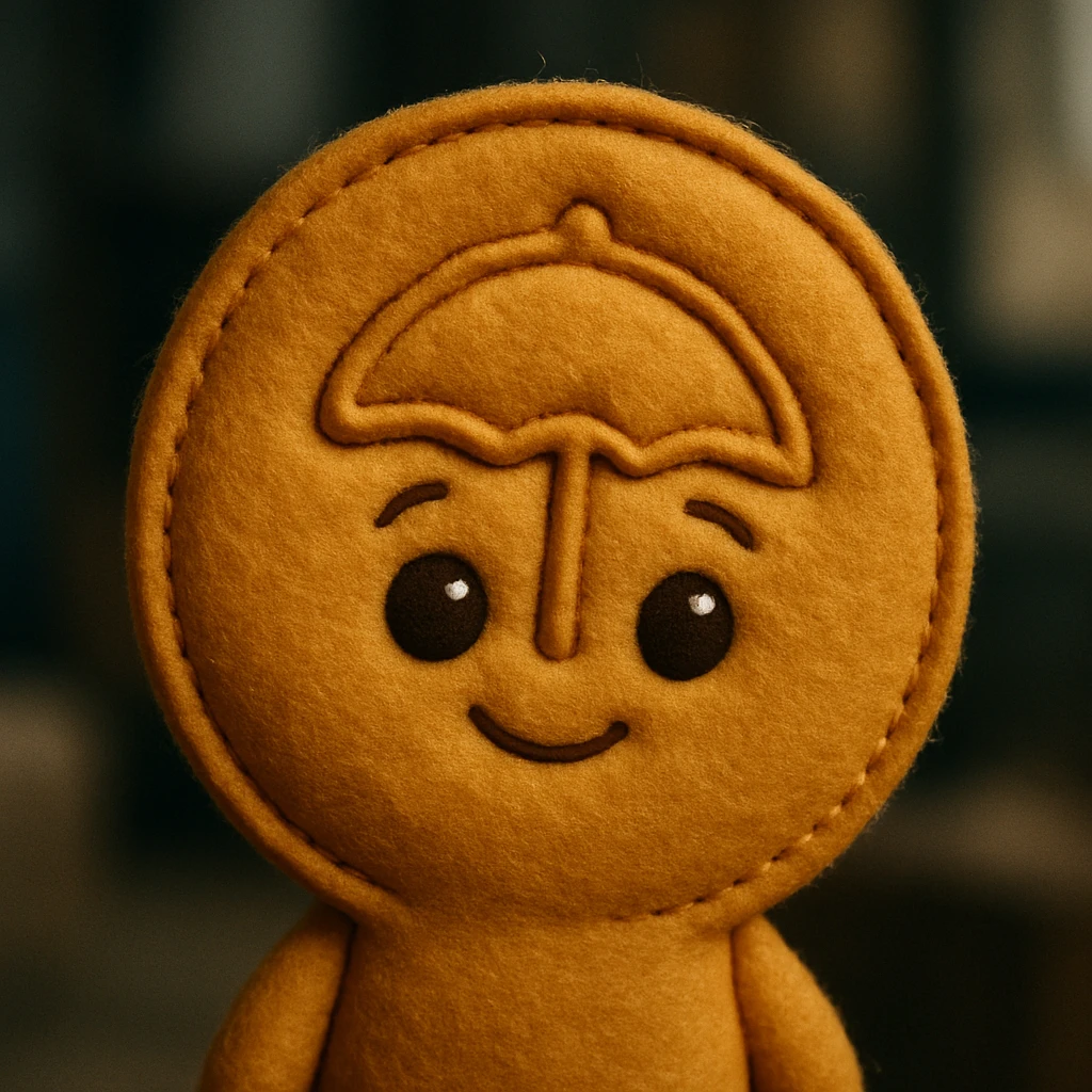 dalgona candy with umbrella shape, inspired by Squid Game emoji